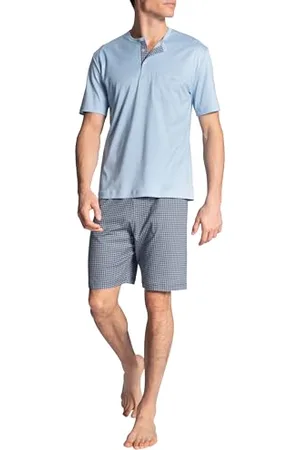 Calida Pyjama Short Manches Courtes boutonné Relax Choice 100% Coton (Placid Blue), T2 (S), Pyjama, , 100% Coton