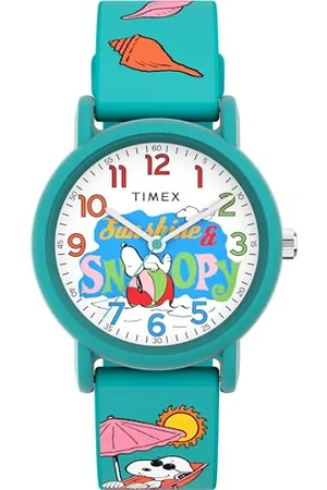 Timex Montre Mixte Peanuts Just Beachy 36 mm - Bracelet en Silicone , Cadran Blanc, boitier TW2V78500