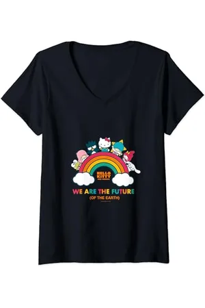 Hello Kitty We are the future of the Earth - and Friends T-Shirt avec Col en V