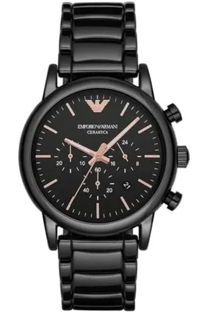 Emporio Armani Montre pour Homme, Mouvement Chronographe à Quartz, Boîtier en Céramique Noire de 43 mm avec Bracelet en Céramique, Ar1509