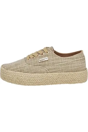 Les Tropéziennes par M Belarbi Femme Cosmic Chaussures Detente Tennis Lacet, Beige-Or, 40 EU