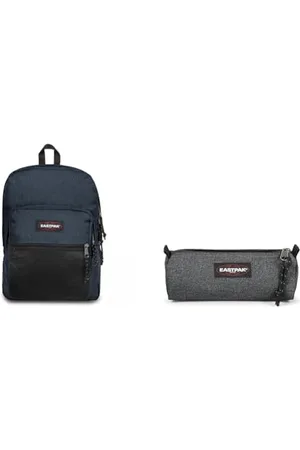 Eastpak PINNACLE Sac à Dos, 27 L - Triple Denim (Bleu) & BENCHMARK Single Trousse, 27 L - Black Denim (Gris)