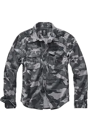 Brandit Vintage Shirt Long Sleeve, color: grey camo, size: XL