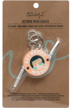 Mr Wonderful Keyring with cables to charge the phone orange - Get ready, world