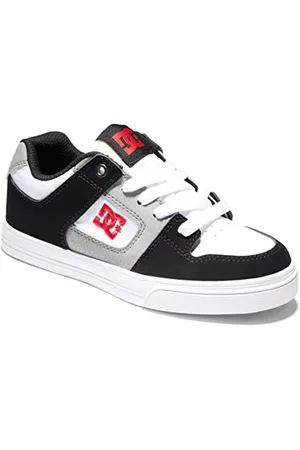 Dcshoes Chaussures en Cuir Pur pour Enfants Basket, Blanc/Noir/Rouge, 32.5 EU