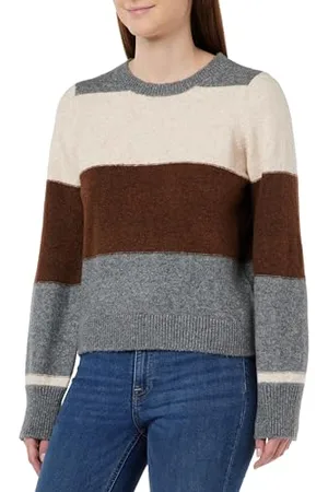 VILA VIELLIE O-Neck L/S Stripe Knit Top, Pull en Tricot Femme,