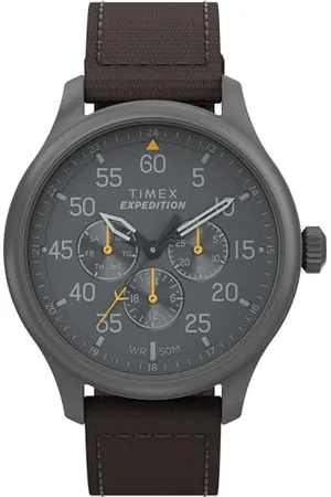Timex Montre pour Homme Expedition Field 43 mm - Bracelet , Cadran Noir, boîtier Gris Acier TW4B30900