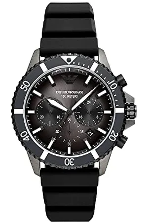 Emporio Armani Montre pour Homme, Mouvement Chronographe, Boîtier en Acier Inoxydable de 43 mm avec Bracelet en Silicone, AR11515