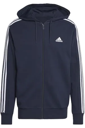 adidas Homme Essentials French Terry 3-Stripes Full-Zip Hoodie, Legend Ink/White, L