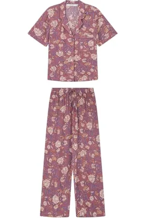 Women secret Pijama Camisero Boho Granate Pyjama, IMPRIMÉ Bourgogne, XL Femme