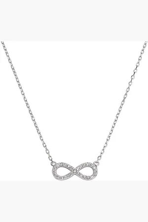 AMEN Collier Infini en Argent avec zircons, Small, Argent Sterling, Zircon