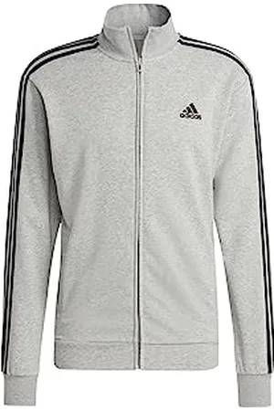 adidas Homme Basic 3-Stripes French Terry Track Suit, Medium Grey Heather/Black, S