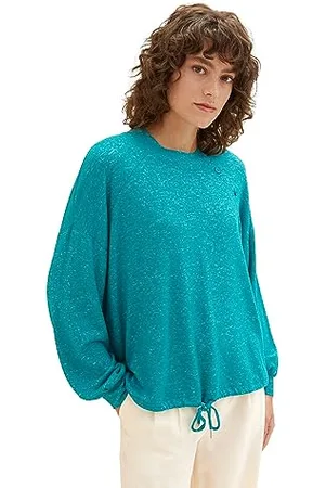 TOM TAILOR 1038173 T-Shirt à Manches Longues, 32402-Ever Green Melange, XL Femme