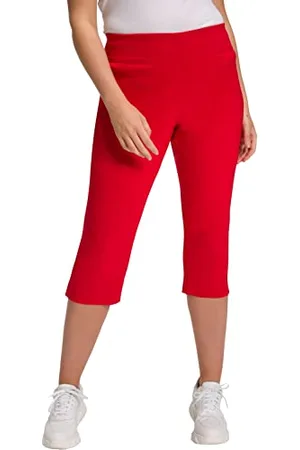 Ulla Popken Bengalin-Capri Pantalon, apfelrot, 42W / 32L Femme