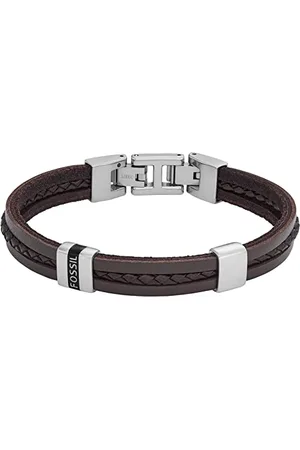Fossil Bracelet Pour Hommes , Longueur : 213mm, Largeur : 10.8mm Bracelet En Cuir Brun, JF04133040
