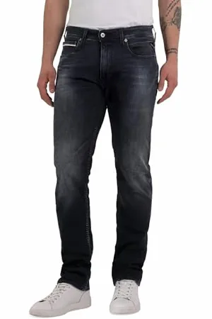 Replay Herren Jeans Grover Straight-Fit mit Comfort Stretch, (Grau), 33W / 34L