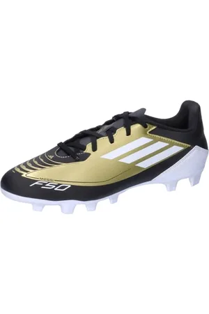 adidas Mixte F50 Club Messi Football Boots Flexible Ground Chaussures, Gold/Footwear White/Carbon Black, 42 EU