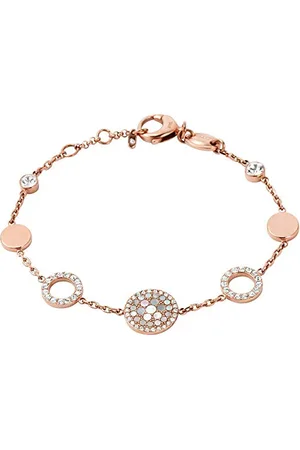 Fossil Bracelet Pour Femmes , 19 Cm + 2.5 Cm Extension Rose, Or Rose, Nacre, Acier Inoxydable, JF01739791