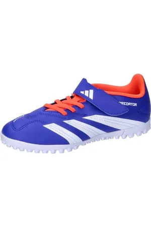 adidas Mixte Predator Club Hook-and-Loop J Football Boots Turf Chaussures, Lucid Blue/Cloud White/Solar Red, 38 EU