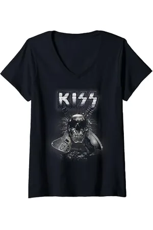Kiss Crâne T-Shirt avec Col en V