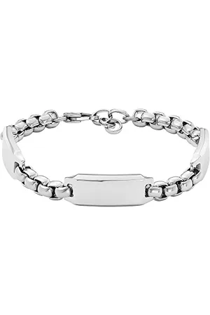 Fossil Bracelet Pour Hommes Drew, Longueur : 225mm, Largeur : 27.3mm, Hauteur : 10mm Bracelet En Acier Inoxydable Argenté, JF04400040