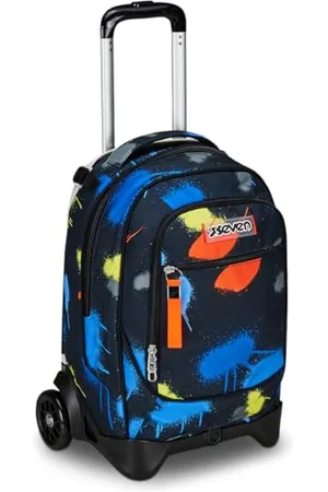 7 for all Mankind Trolley New Tech, 2 roues, 3 en 1, triple usage, sac à dos avec chariot détachable, sac à dos scolaire voyage, enfant garçon., , Taglia unica, Scolaire
