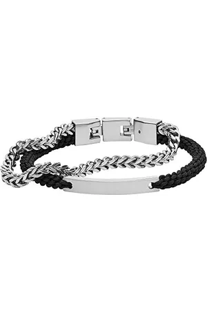 Fossil Bracelet Pour Hommes Vintage Casual, Longueur Intérieure : 180mm - 195mm Bracelet En Acier Inoxydable Argenté, JF03325040