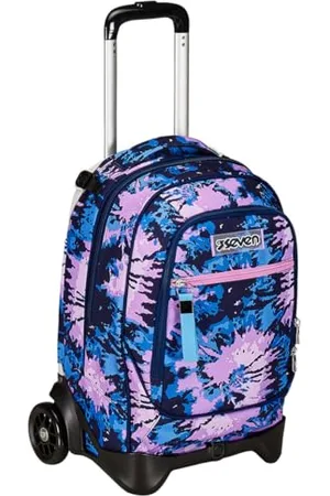7 for all Mankind Trolley New Tech, 2 Roues, Tie & Dye, Violet, 3 en 1, Triple Usage, Sac à Dos avec Chariot détachable, Sac à Dos Scolaire Voyage, Fille, , Taglia Unica, Scolaire