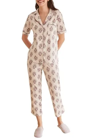 Women secret Pyjama Capri Mix and Match Spring Drops Ensemble de Pijama, IMPRIMÉ ÉCRU, L Femme