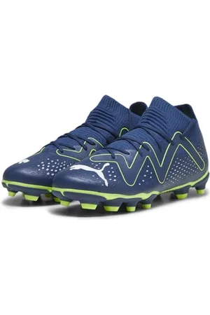PUMA Unisex Chaussures de football FUTURE MATCH FG/AG Enfant et Adolescent, Persian Blue-White-Pro Green, 28 EU