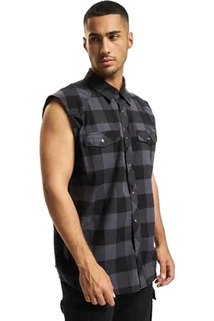 Brandit Check Shirt Sleeveless, color: black/grey, size: L