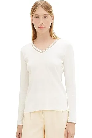 TOM TAILOR 1039064 T-Shirt à Manches Longues, 10315-Whisper White, M Femme