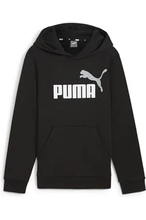 PUMA Garçon Ess+ 2 Col Big Logo Hoodie FL B Transpirer, White-Medium Gray, 128 EU