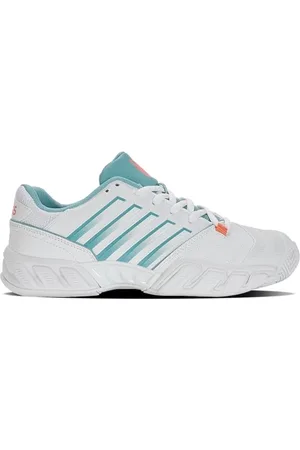 K-Swiss TENNIS Femme Bigshot Light 4 Chaussures De Tennis en Plein Air, White/Desert Flower/Nile Blue, 38 EU