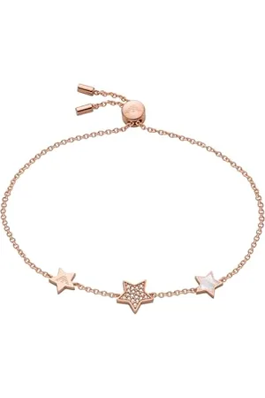 Emporio Armani Bracelet Pour Femmes Fast Tack, Longueur Intérieure : 160 + 20mm, Grande Étoile : 10X2mm, Petites Étoiles : 8X2mm Bracelet En Argent Sterling Et Or Rose, EG3525C221