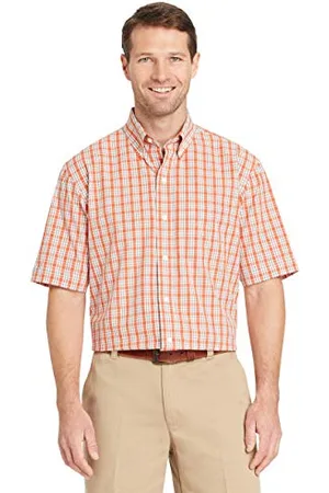 Arrow USA 1851 Hamilton Chemise boutonnée à Manches Courtes en popelines Bas, Orange Rouille, XL Homme