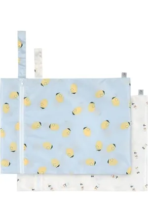 LÄSSIG LÄSSIG Sac réutilisable pour lingettes 2 pièces/Wet Bag Happy Fruits Lemon