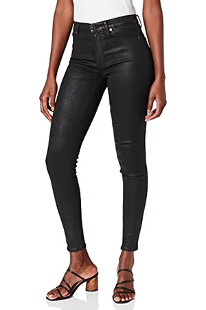7 for all Mankind Hw Skinny Coated Slim Illusion Black Pantalons, , 31W x 30L Femme