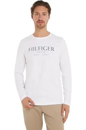 Tommy Hilfiger T-Shirt Manches Longues Homme Col Ras-du-Cou, Blanc (White), 3XL
