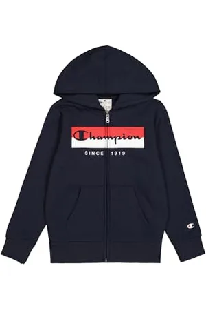 Champion Legacy Graphic Shop B (306839) -Ultra-Light Soft Compact Powerblend Fleece Full-Zip Sweat à Capuche, , 7-8 Years Garçon