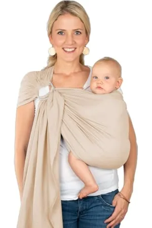 Hoppediz Ring-Sling, Porte-bébé pour les Nouveau-nés et Bébés, Écharpe de portage avec deux anneaux en aluminium, 0-36 mois, 3-20 kg, Ultra-léger