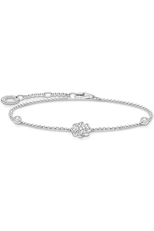 Thomas Sabo Bracelet trèfle en argent sterling 925 avec pierres 16-19 cm