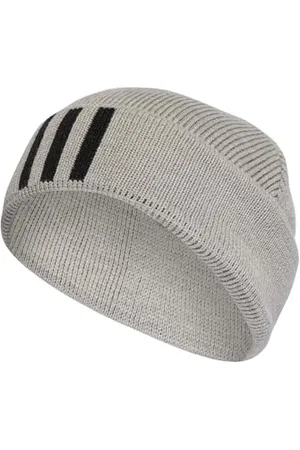 adidas Mixte 3-Stripes Beanie, Medium Grey Heather/Black, XXS