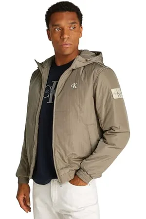 Calvin Klein Jeans Homme PADDED HOODED HARRINGTON J30J325596, Grey (Brindle), XL