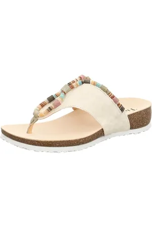Think! Damen JULIA chromfrei gegerbte nachhaltige Pantolette, IVORY/KOMBI 1000