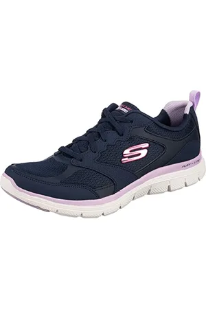 Skechers Femme Flex Appeal 4.0 Active Flow Basket, Bordure en Maille de Cuir Bleu , 39 EU