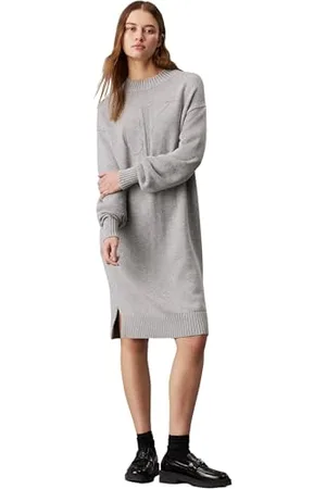 Calvin Klein Jeans Femme CK INTARSIA LOOSE SWEATER DRESS J20J224923, Grey (Grey Heather), M