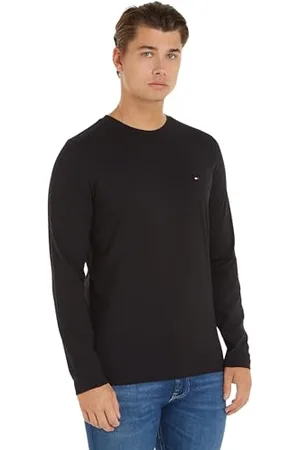 Tommy Hilfiger T-Shirt Homme Manches Longues Tommy Logo Coton, Noir (Black), S
