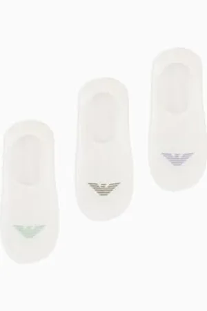 Emporio Armani Eagle Logo 3-Pack Footie Socks, , L/XL Homme