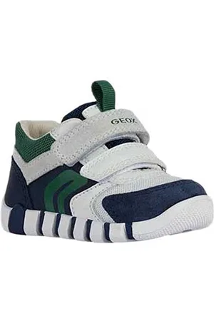 Geox Bébé garçon B Iupidoo Boy First Walker Shoe, Blanc/Bleu Marine, 18 EU